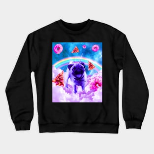 Rainbow Unicorn Pug In The Clouds In Space Crewneck Sweatshirt